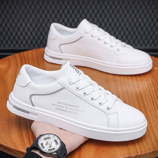 Breathable Lightweight Sports Men's Shoes New Arrival 2024 Spring and Summer Fashionable All-Match Board Shoes Soft Bottom Low White Shoes for Students