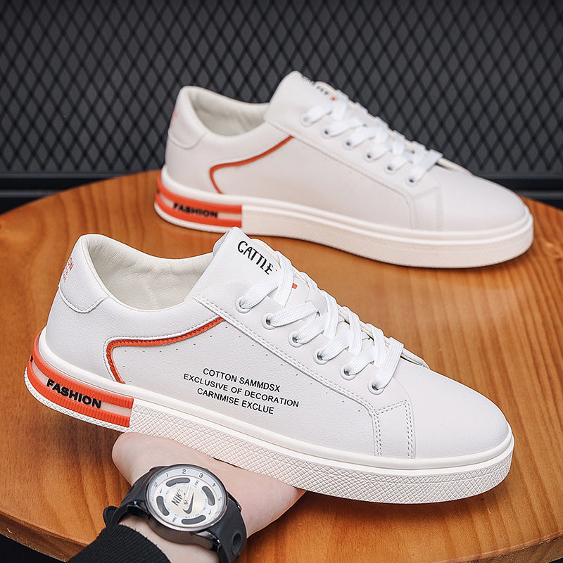 Breathable Lightweight Sports Men's Shoes New Arrival 2024 Spring and Summer Fashionable All-Match Board Shoes Soft Bottom Low White Shoes for Students
