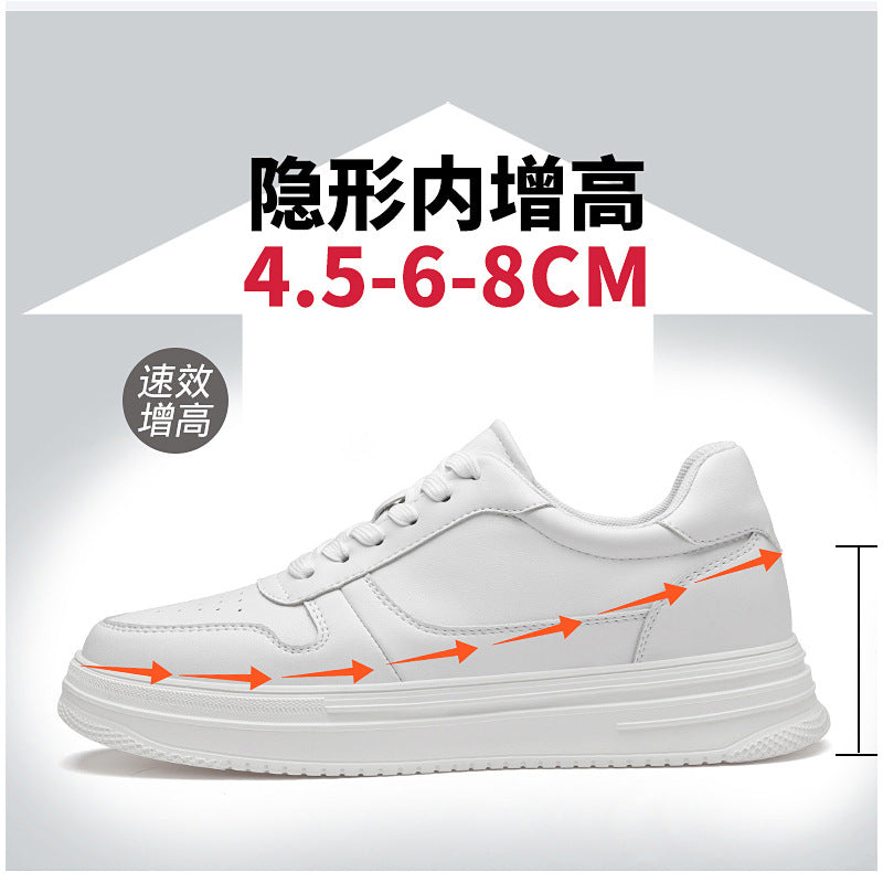 Breathable invisible inner height 8CM men's shoes spring soft-soled board shoes men's casual youth lightweight breathable height 6CM